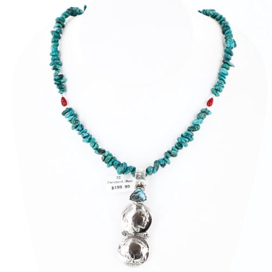 Vintage Style OLD Buffalo Coin Certified Authentic Navajo .925 Sterling Silver Turquoise Native American Necklace 390756974494 Vintage Style OLD Buffalo Coin Certified Authentic Navajo .925 Sterling Silver Turquoise Native American Necklace 390756974494