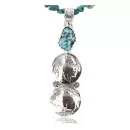 Vintage Style OLD Buffalo Coin Navajo .925 Sterling Silver Turquoise Native American Necklace 390757764717
