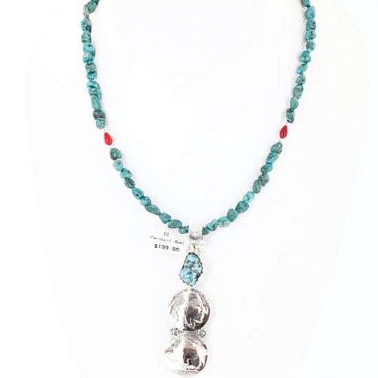 Vintage Style OLD Buffalo Coin Certified Authentic Navajo .925 Sterling Silver Turquoise Native American Necklace 390757764717
