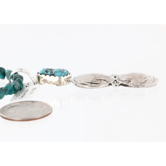 Vintage Style OLD Buffalo Coin Certified Authentic Navajo .925 Sterling Silver Turquoise Native American Necklace 390757764717