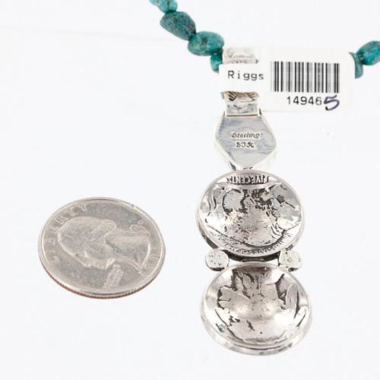 Vintage Style OLD Buffalo Coin Certified Authentic Navajo .925 Sterling Silver Turquoise Native American Necklace 390757764717