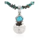 Vintage Style OLD Buffalo Coin Navajo .925 Sterling Silver Turquoise Native American Necklace 390810015555