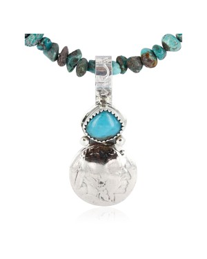Vintage Style OLD Buffalo Coin Certified Authentic Navajo .925 Sterling Silver Turquoise Native American Necklace 390810015555