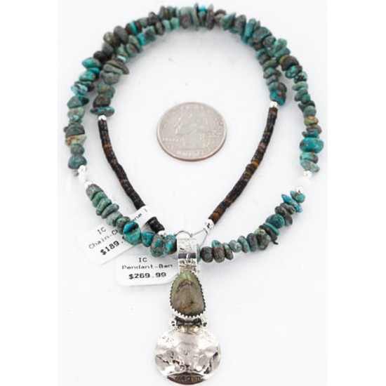 Vintage Style OLD Buffalo Coin Certified Authentic Navajo .925 Sterling Silver Turquoise Native American Necklace 390829911885