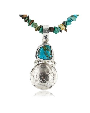 Vintage Style OLD Buffalo Coin Certified Authentic Navajo .925 Sterling Silver Turquoise Native American Necklace 390837024782 Vintage Style OLD Buffalo Coin Certified Authentic Navajo .925 Sterling Silver Turquoise Native American Necklace 390837024782