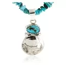 Vintage Style OLD Buffalo Nickel Navajo .925 Sterling Silver Turquoise Native American Necklace 16022-2