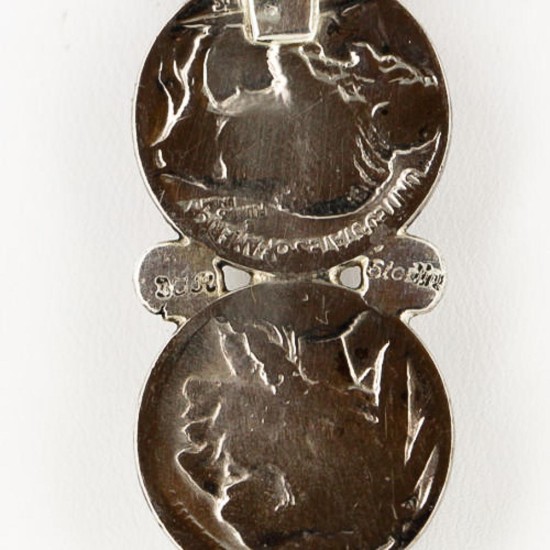 Vintage Style OLD Buffalo Nickel Certified Authentic Navajo .925 Sterling Silver Turquoise Native American Necklace 390743747101