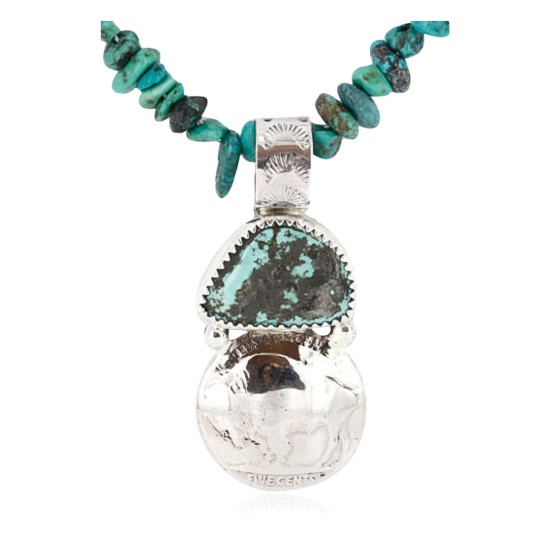Vintage Style OLD Buffalo Nickel Certified Authentic Navajo .925 Sterling Silver Turquoise Native American Necklace 390832582382 Vintage Style OLD Buffalo Nickel Certified Authentic Navajo .925 Sterling Silver Turquoise Native American Necklace 390832582382