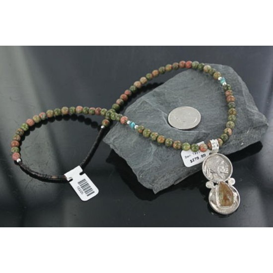 Vintage Style OLD Double Buffalo Nickel Indian Head Certified Authentic Navajo .925 Sterling Silver Turquoise Native American Necklace 390669747629