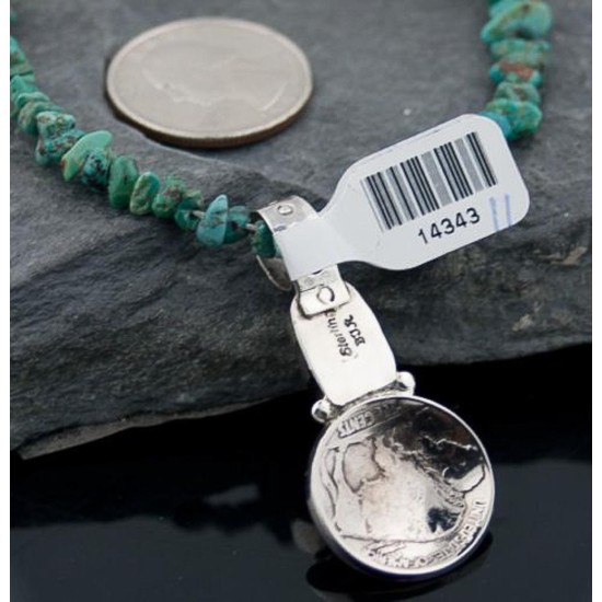 Vintage Style OLD Indian Head Certified Authentic Navajo .925 Sterling Silver Natural Turquoise and Spiny Oyster Native American Necklace 370815971774
