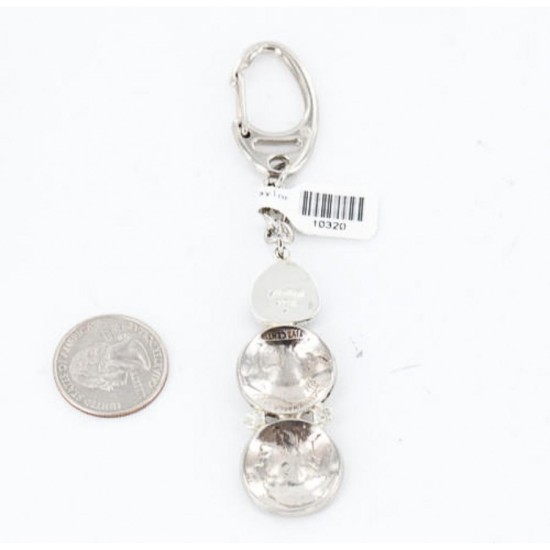 Vintage Style OLD Indian Head Certified Authentic Navajo .925 Sterling Silver Turquoise Native American Keychain 371051900789