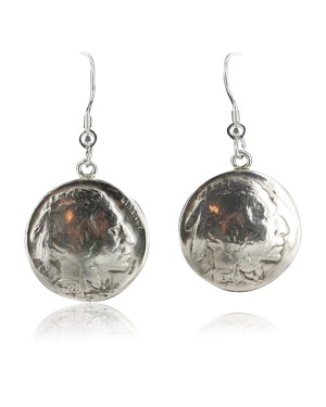 Vintage Style OLD Indian HeadCertified Authentic Navajo .925 Sterling Silver Hooks Native American Earrings 370967567388