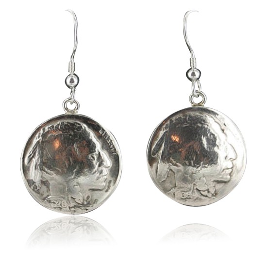 Vintage Style OLD Indian HeadCertified Authentic Navajo .925 Sterling Silver Hooks Native American Earrings 370967567388