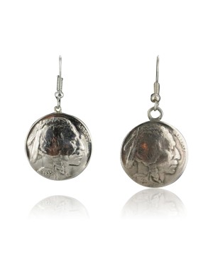 Vintage Style OLD Indian HeadCertified Authentic Navajo .925 Sterling Silver Hooks Native American Earrings 390688974751