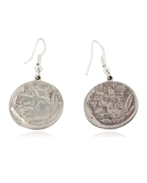 Vintage Style OLD Rusted Buffalo Nickel Coin Certified Authentic Navajo .925 Sterling Silver Dangle Earrings 27206