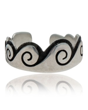 Water Wave .925 Sterling Silver Certified Authentic Hopi Native American Handmade Toe Ring 13234-2