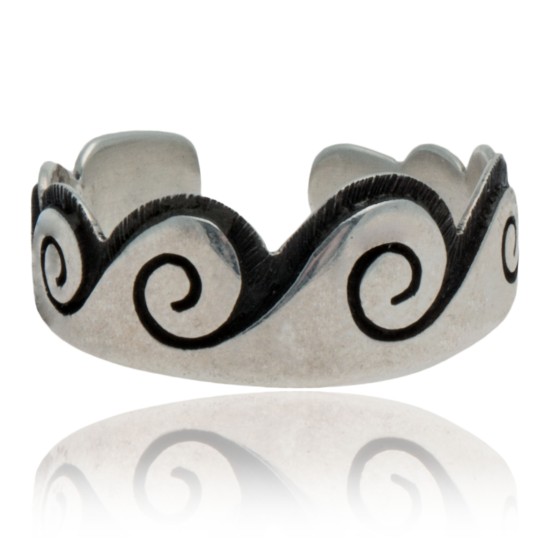 Water Wave .925 Sterling Silver Certified Authentic Hopi Native American Handmade Toe Ring 13234-2