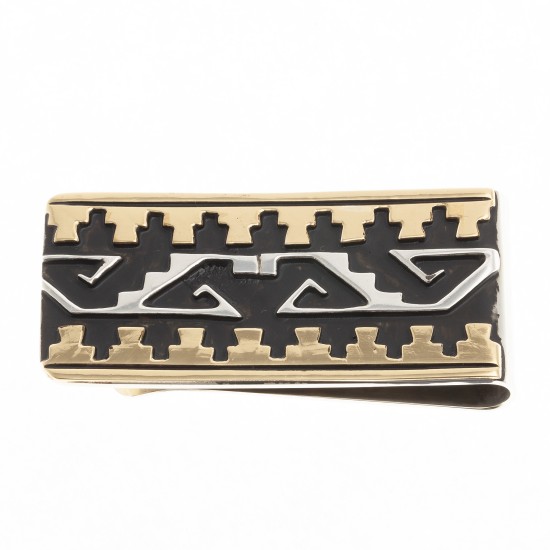 Water Wave Cloud 12kt Gold Filled .925 Sterling Silver Certified Authentic Handmade Navajo Native American Money Clip 24536-3