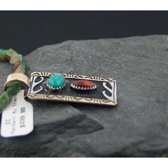 Wave 12kt Gold Filled Handmade Turquoise and Jasper .925 Sterling Silver Certified Authentic Navajo Native American Necklace 370801014473
