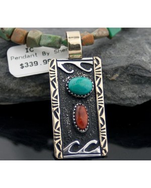 Wave 12kt Gold Filled Handmade Turquoise and Jasper .925 Sterling Silver Certified Authentic Navajo Native American Necklace 370801014473