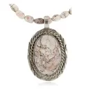 White Buffalo .925 Sterling Silver Navajo Native American Handmade Necklace and Pendant 12924-2-25289