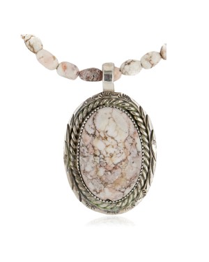 White Buffalo .925 Sterling Silver Certified Authentic Navajo Native American Handmade Necklace and Pendant 12924-2-25289