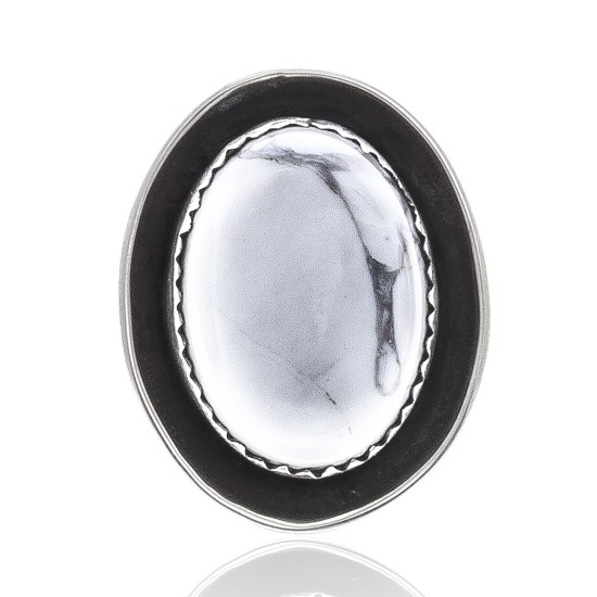 White Howlite .925 Sterling Silver Certified Authentic Navajo Native American Handmade Concho Button 24559
