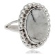 White Howlite .925 Sterling Silver Certified Authentic Navajo Native American Handmade Ring 26237