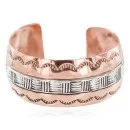 Wide Navajo .925 Sterling Silver Handmade Native American Pure Copper Bracelet 92006-2