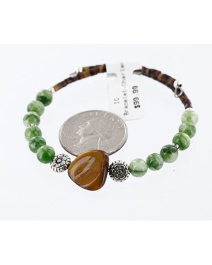 Certified Authentic Navajo Natural TIGER'S EYE and GREEN AGATE Native American Bracelet 371007962397