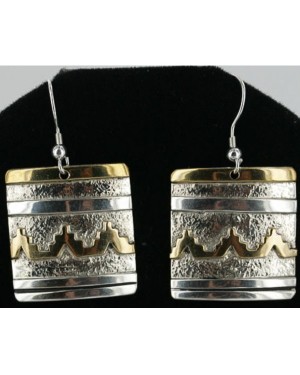 12kt Gold Filled .925 Sterling Silver Handmade MOUNTAIN Certified Authentic Navajo Native American Earrings 370953810715