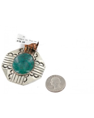 .925 Sterling Silver Nickel Pure Copper Handmade Certified Authentic Navajo Natural Turquoise Native American Necklace 15053-102260