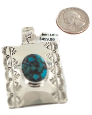 Certified Authentic Bear paw Nickel Handmade Navajo Natural Turquoise Native American Necklace  94005-8-95002