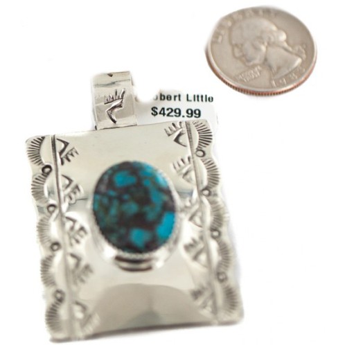Certified Authentic Bear paw Nickel Handmade Navajo Natural Turquoise Native American Necklace  94005-8-95002