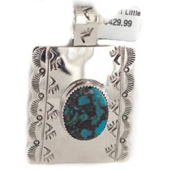 Certified Authentic Bear paw Nickel Handmade Navajo Natural Turquoise Native American Necklace  94005-8-95002