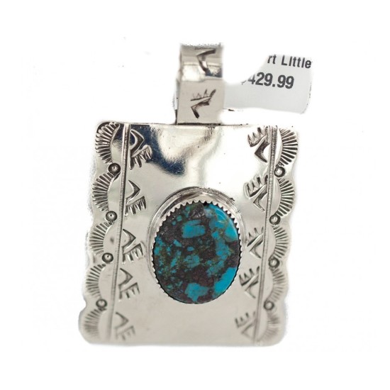 Certified Authentic Bear paw Nickel Handmade Navajo Natural Turquoise Native American Necklace  94005-8-95002